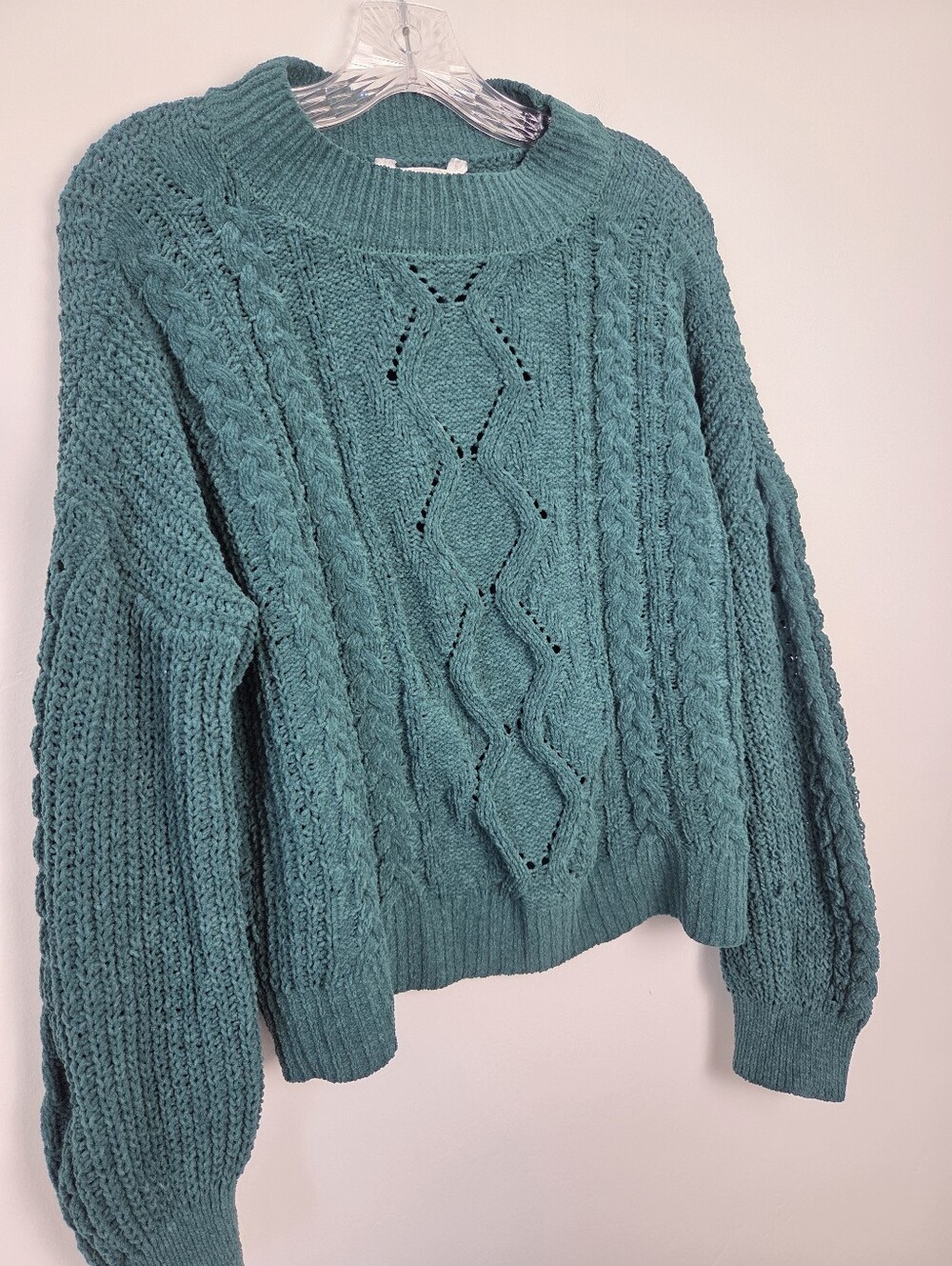 Nobo Emerald Green Chunky Cable Knit Sweater Fisherman Preppy Academia Xxl 19 - Picture 2 of 7